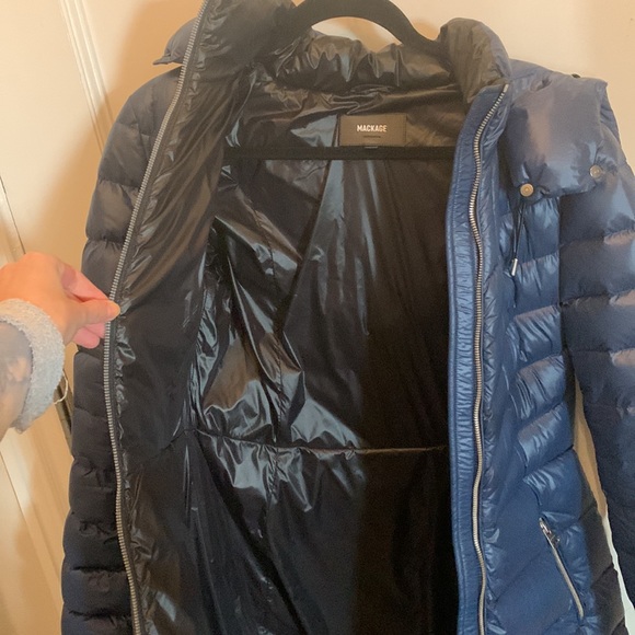 Mackage Lara Hooded Down Coat In Dark Blue - Picture 12 of 12